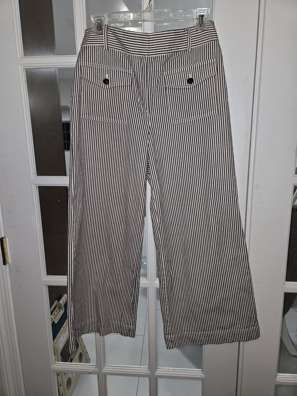 LOFT Black & White Striped Wide-Leg Pants